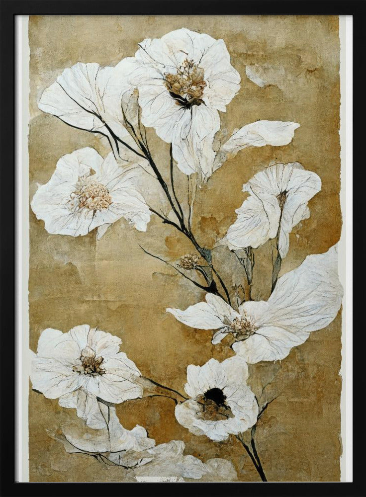 White Dry Flowers Poster