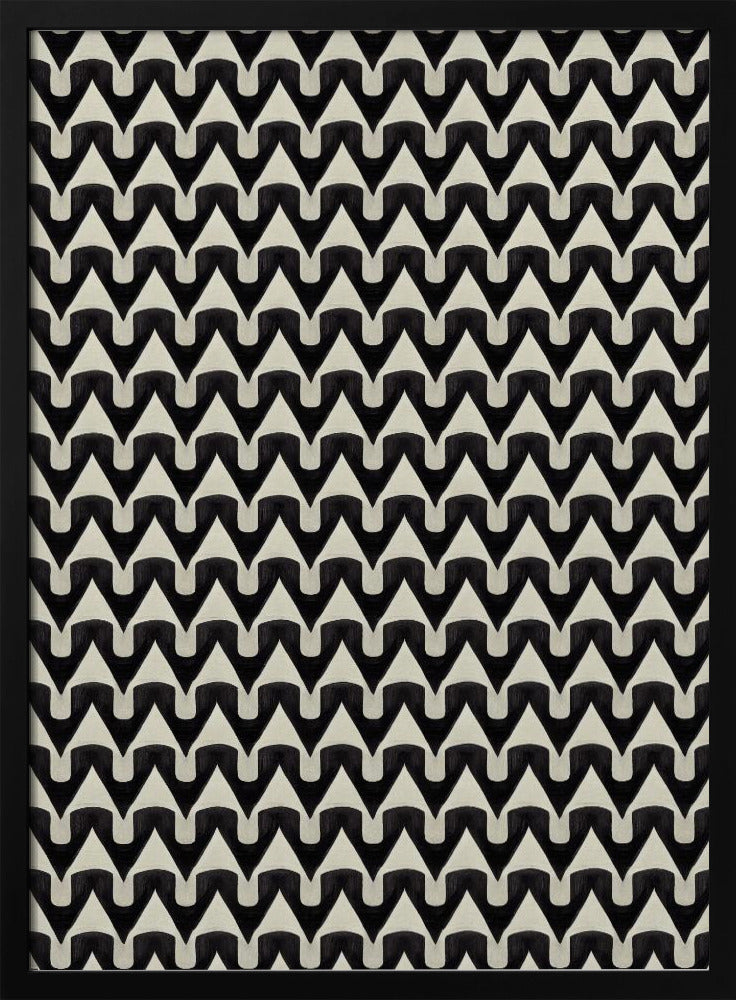 Black And White Zig Zag Pattern Poster