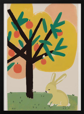 Bunny Under Apple Tree Poster