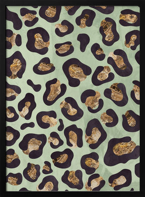 Gold leopard print green Poster