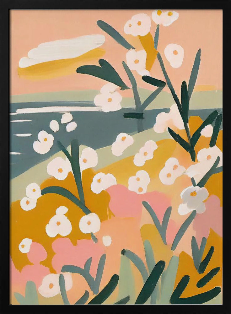 Flowers By The Sea Poster