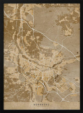 Sepia vintage map of Nürnberg Germany Poster