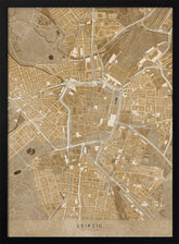 Sepia vintage map of Leipzig Germany Poster