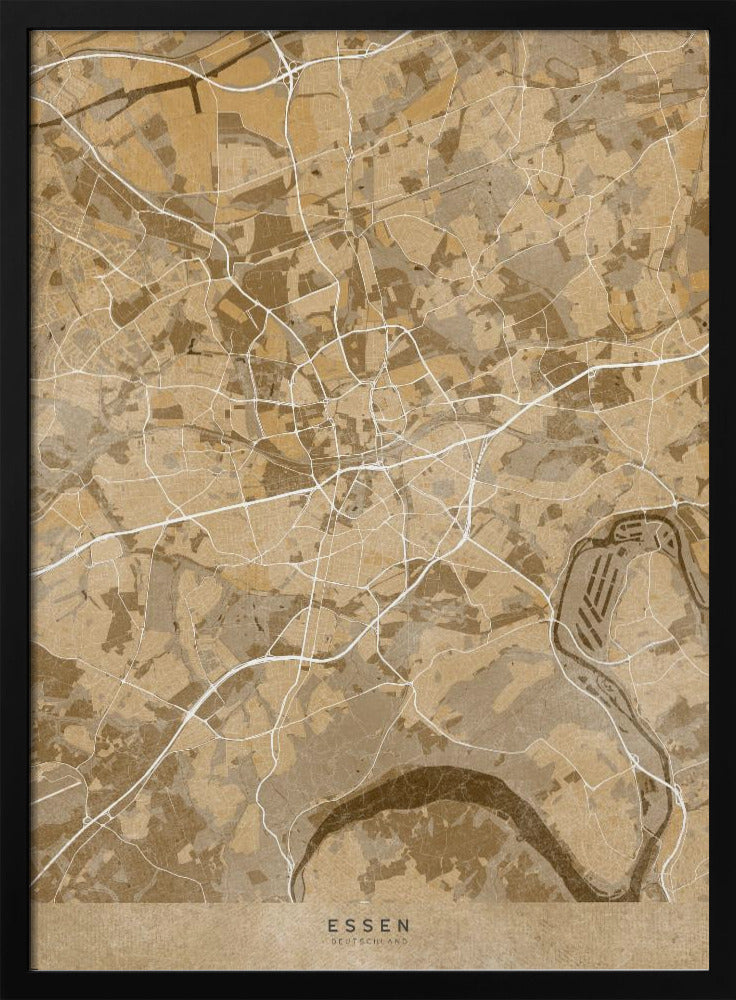 Sepia vintage map of Essen Germany Poster