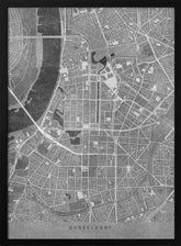 Gray vintage map of Düsseldorf downtown Germany Poster