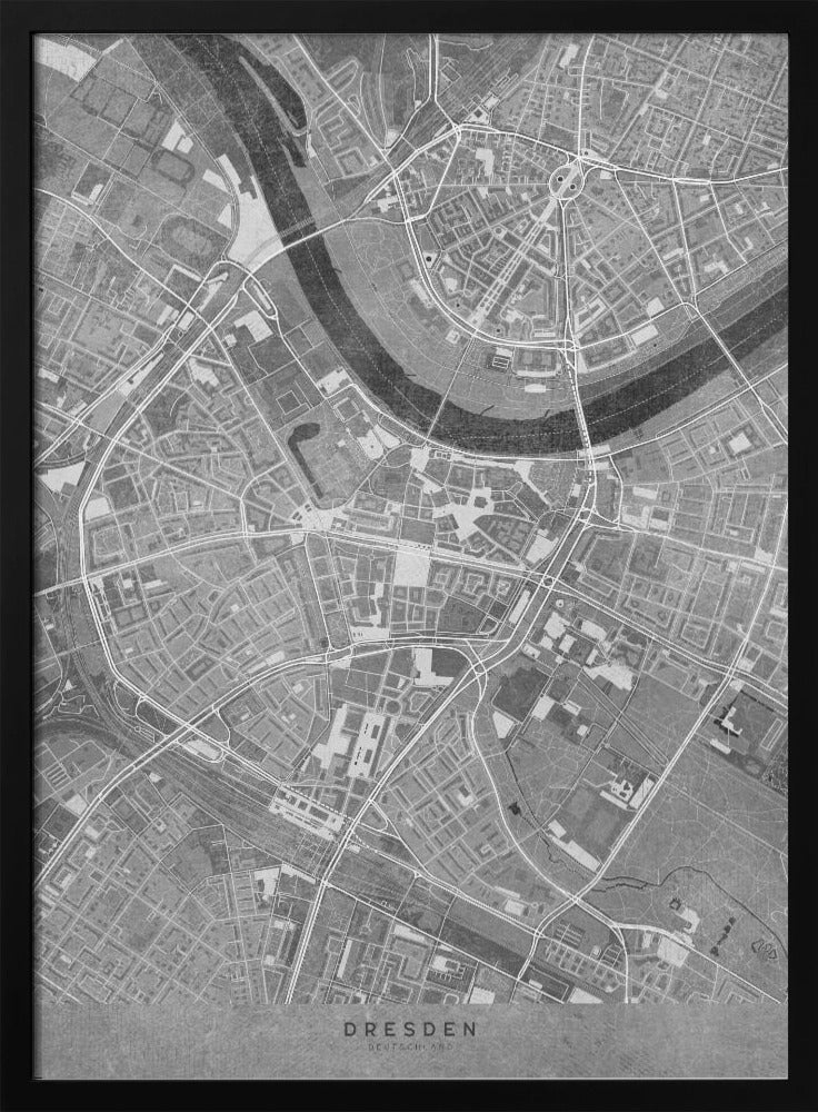 Gray vintage map of Dresden downtown Germany Poster