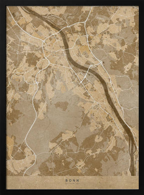 Sepia vintage map of Bonn Germany Poster