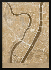 Sepia vintage map of Lyon downtown France Poster