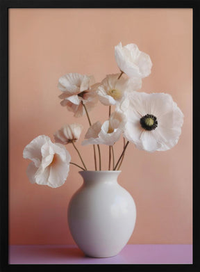 White Poppy In White Vase Poster