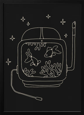 Astronaut and Fishes Poster