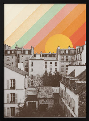 Rainbow Sky Above Paris Poster