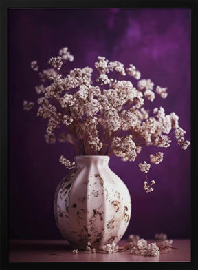 Dry Flowers On Purple Background Poster