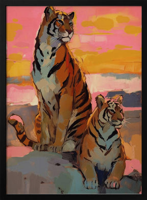 Tigers At Sunset Poster