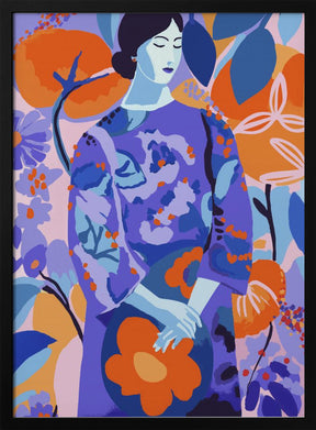 Woman In Flower Garden Poster