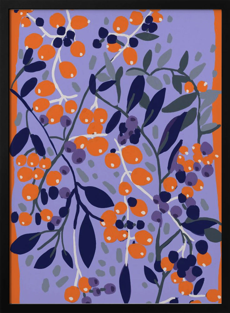 Blue And Orange Berries Poster