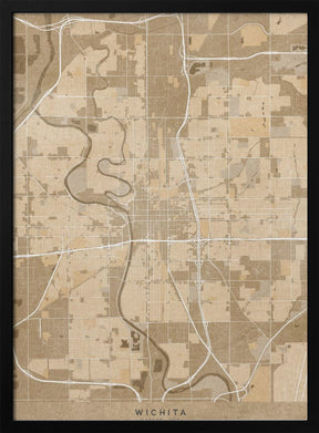 Map of Wichita (Kansas, USA) in sepia vintage style Poster