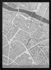 Map of Zaragoza downtown (Spain) in gray vintage style Poster