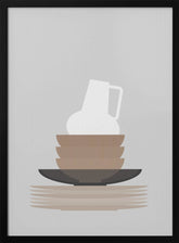 Dishes and vase in gray Poster