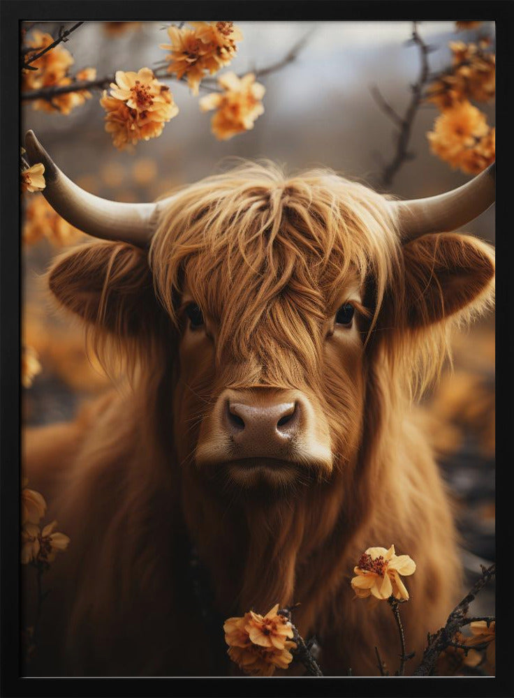 Bull And Flowers Poster