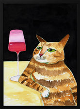 Cat Friday Night Drinks Wine Funny Cat Humour Poster