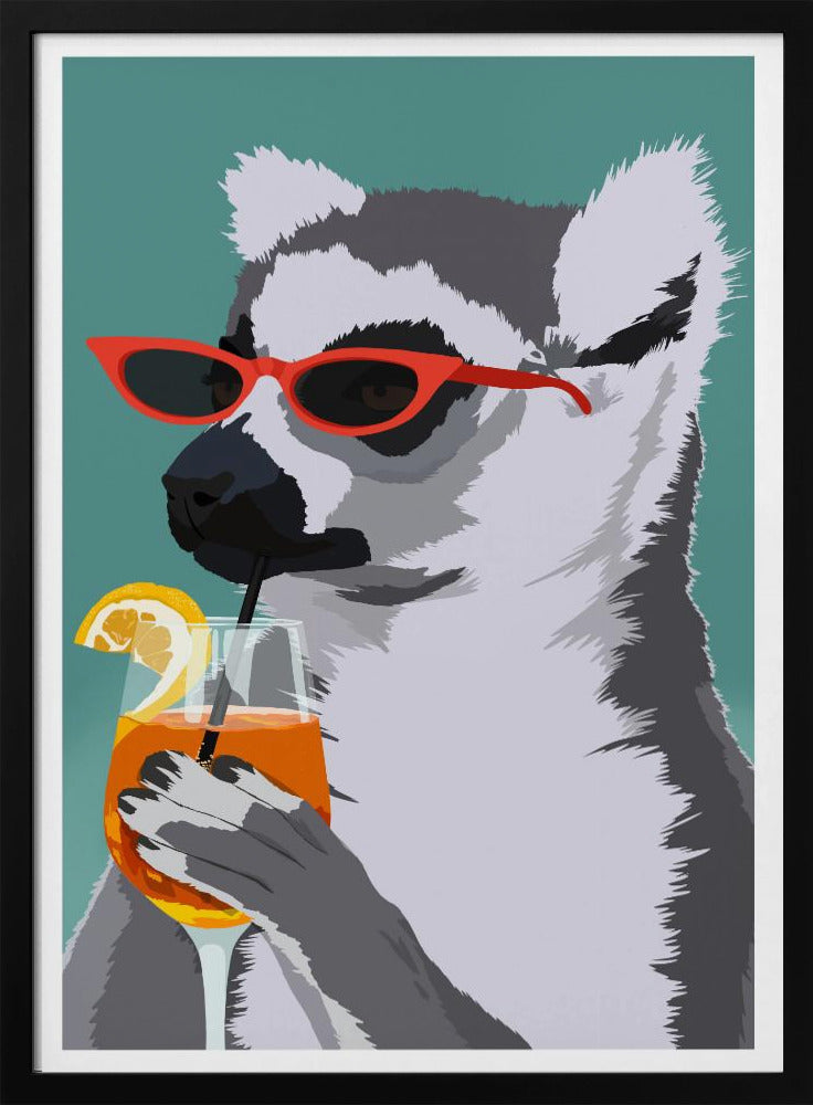 Jugdy Lemur with Drink Poster