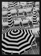 Black and White Beach Umbrellas Poster