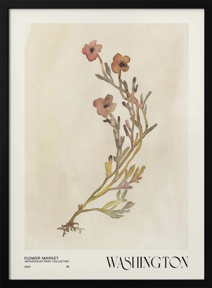 Watercolor print collection. Flower market - Washington Poster