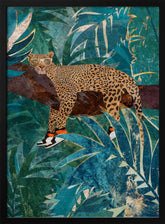 Leopard wearing sneakers in jungle Poster