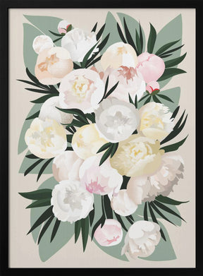 Dara bouquet with leaves and peonies Poster