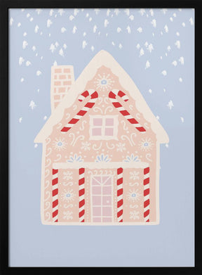 Blue Gingerbread House Poster