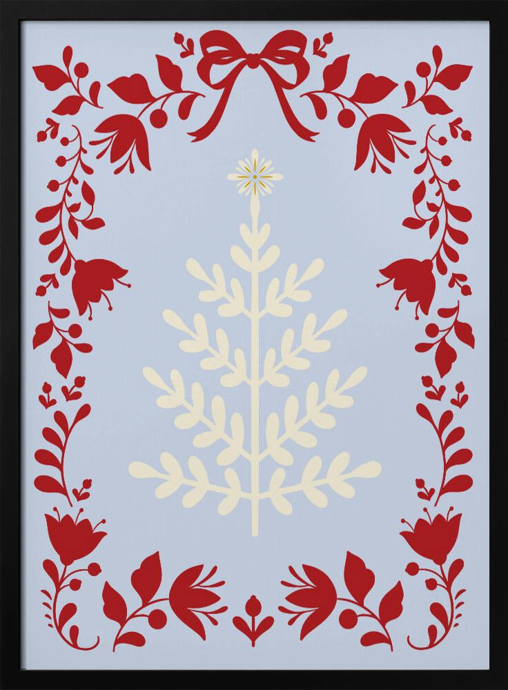 Christmas Tree Blue and Red Poster