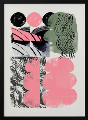 Abstract Shape Collage In Pink Poster