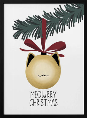 Meowrry Christmas bauble (gold, white) Poster