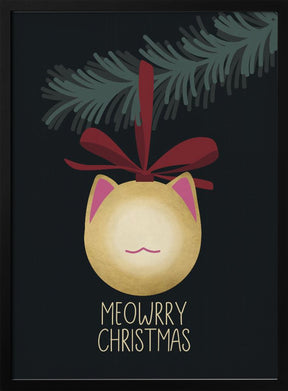 Meowrry Christmas bauble (black, gold) Poster