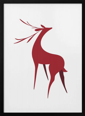 Stylized retro deer (red) Poster