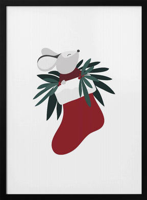 Cute mouse in a Christmas stocking Poster