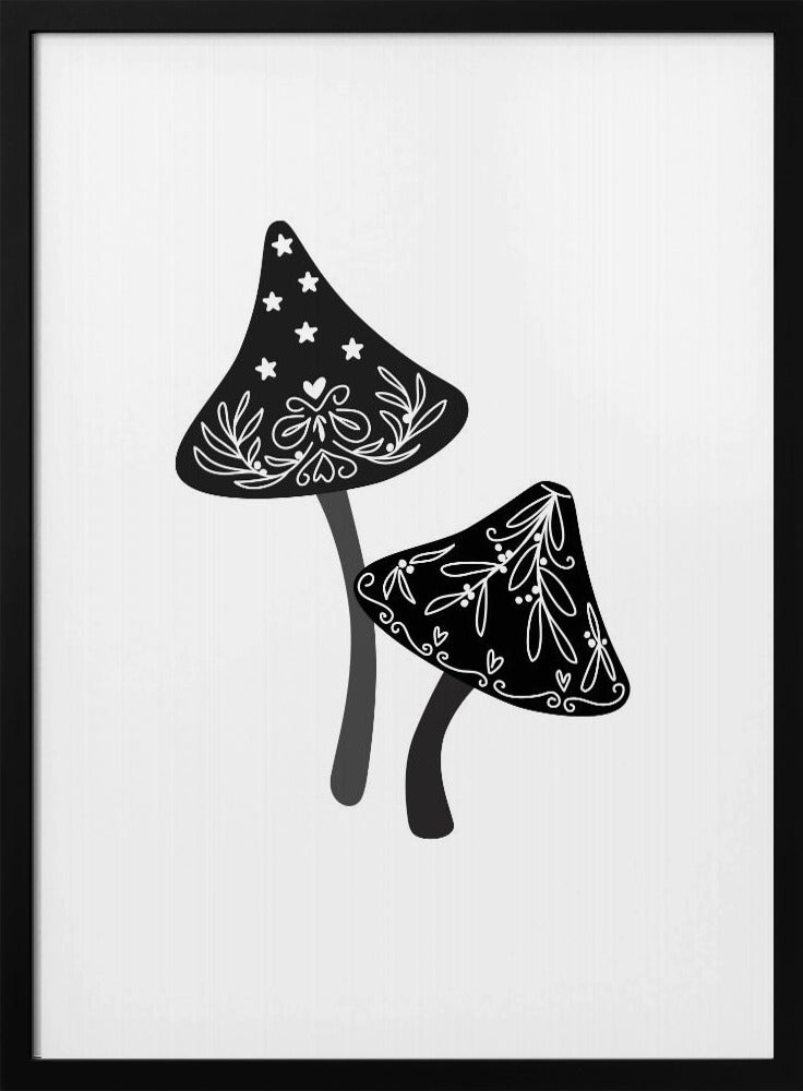 Iced mushrooms in black Poster