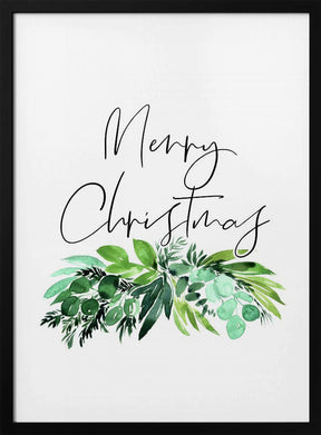 Watercolor greenery Merry Christmas Poster