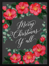 Watercolor camellias Merry Christmas Y'all Poster