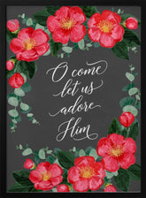 Watercolor camellias Let us adore Him Poster