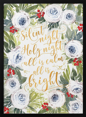 Silent night roses and holiday berries Poster