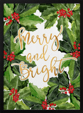 Merry and bright holly floral art Poster