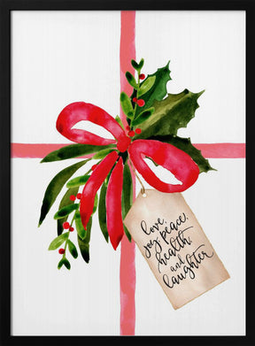 Watercolor gift with holiday wishes Poster