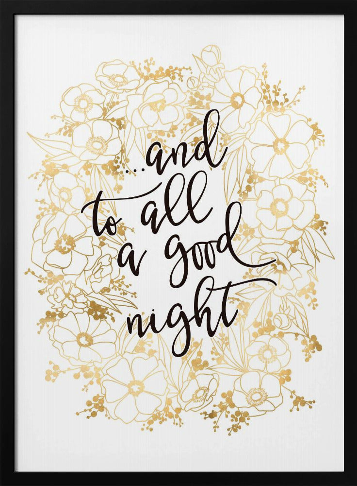 And to all a good night with gold flowers Poster