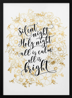 Silent night with gold flowers Poster