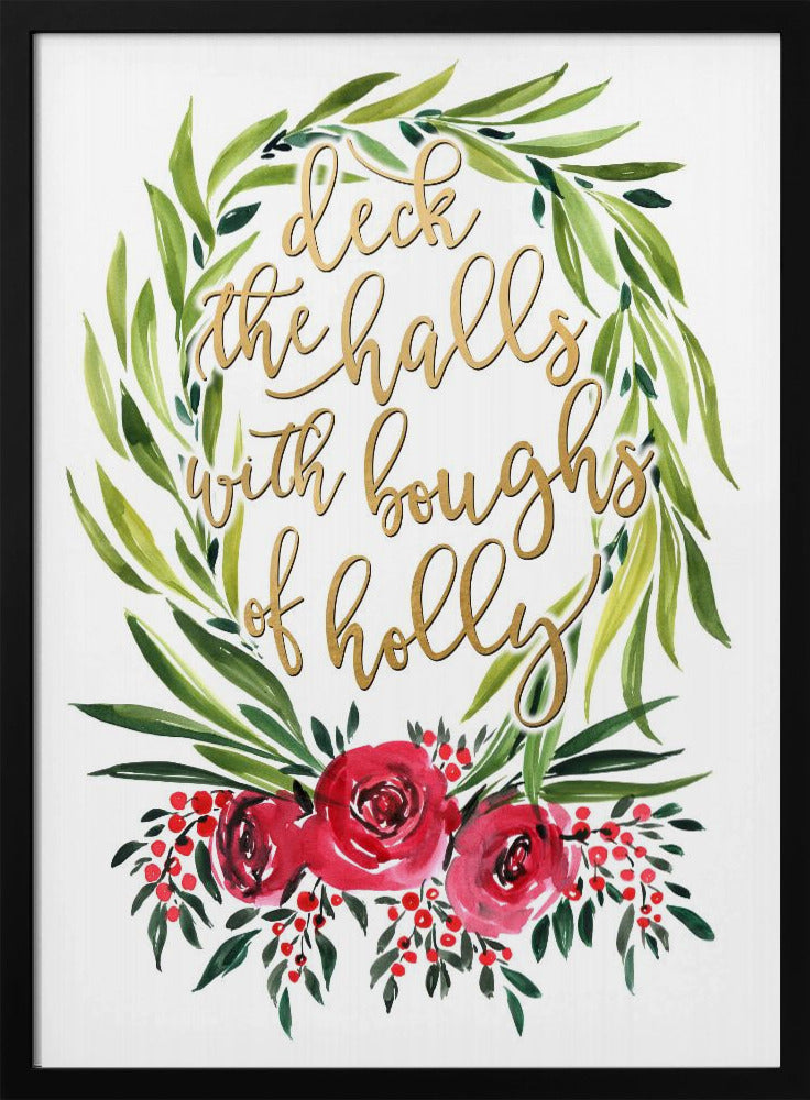 Floral wreath deck the halls Poster