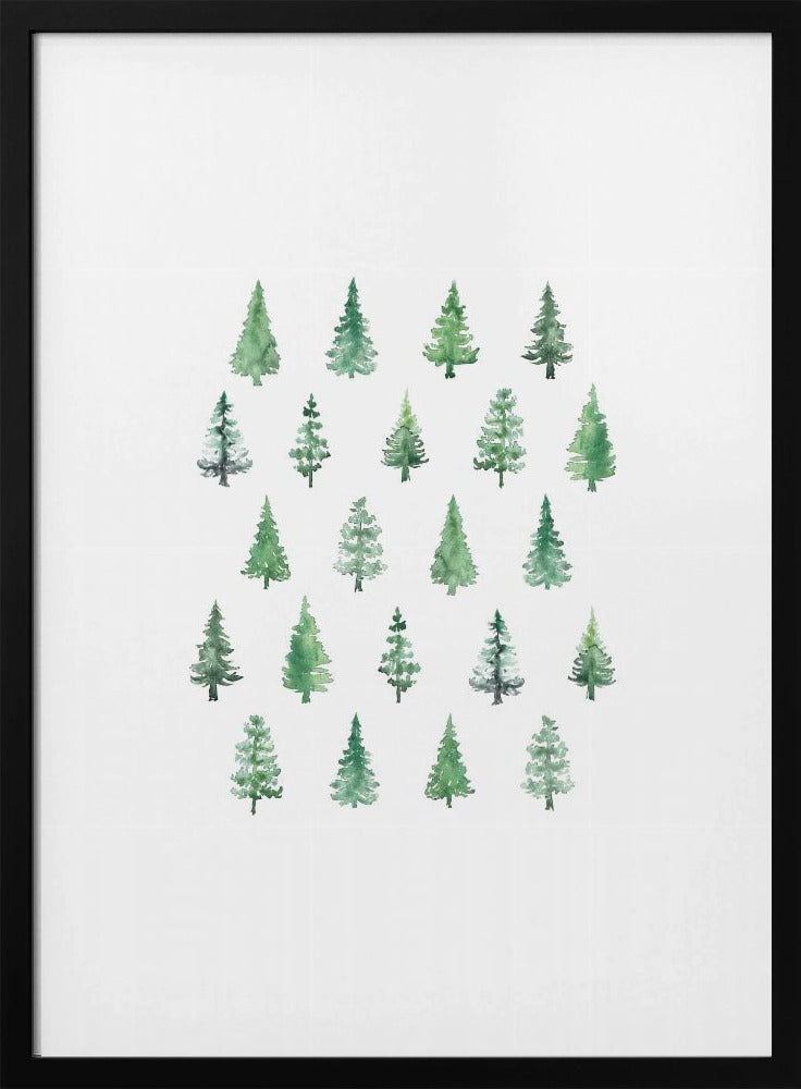 Little watercolor Christmas trees Poster