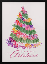 Floral Christmas tree in pink Poster