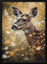 Deer In Flower Field Poster