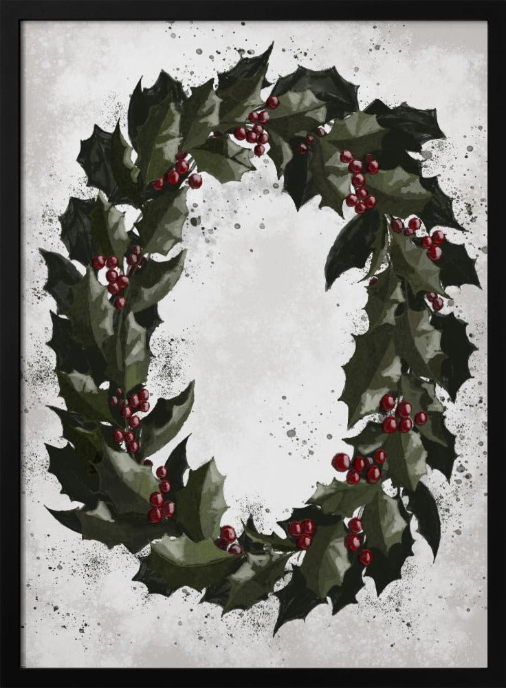 Splatters holly wreath Poster